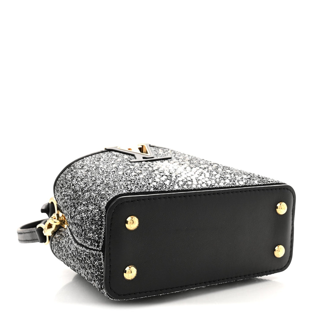 Louis Vuitton Crystal Cowhide Nano Capucines Silver Black