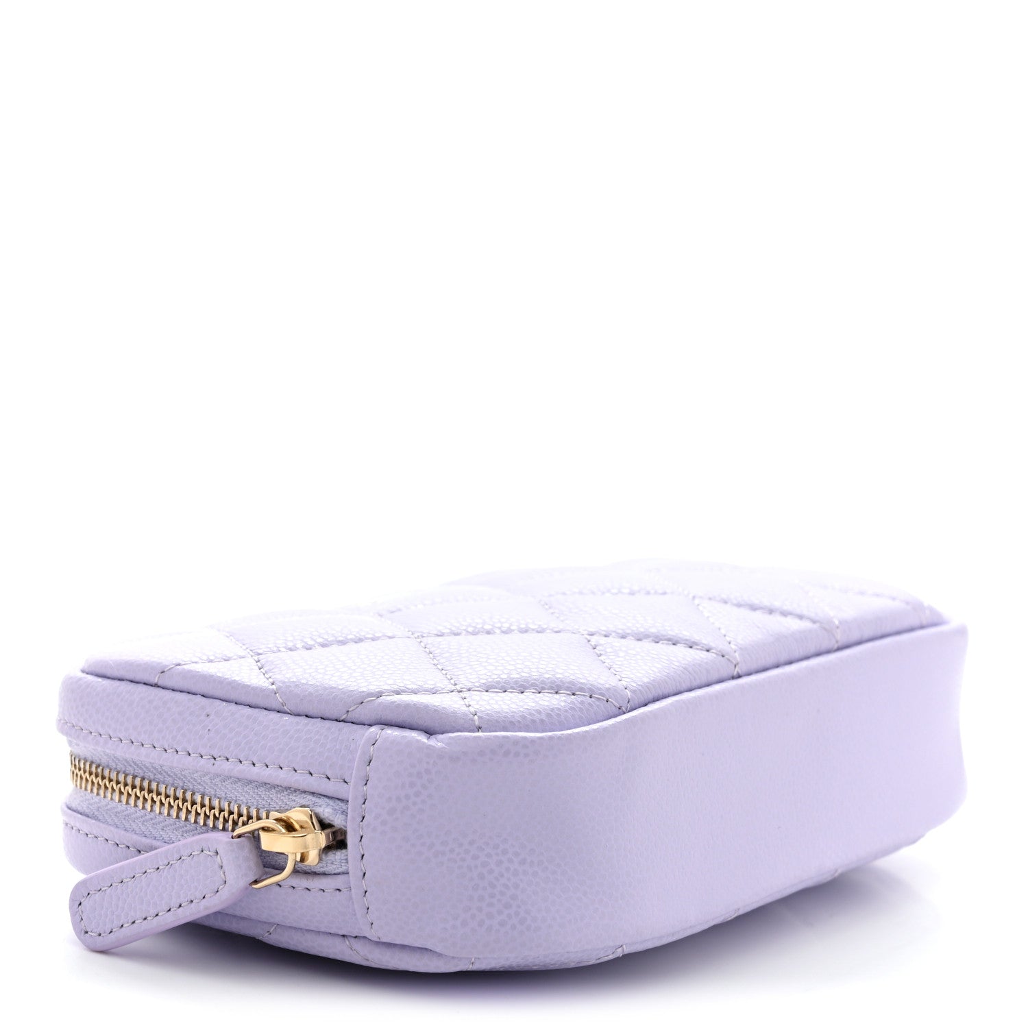 Caviar Quilted Small Curvy Pouch Cosmetic Case Light Purple