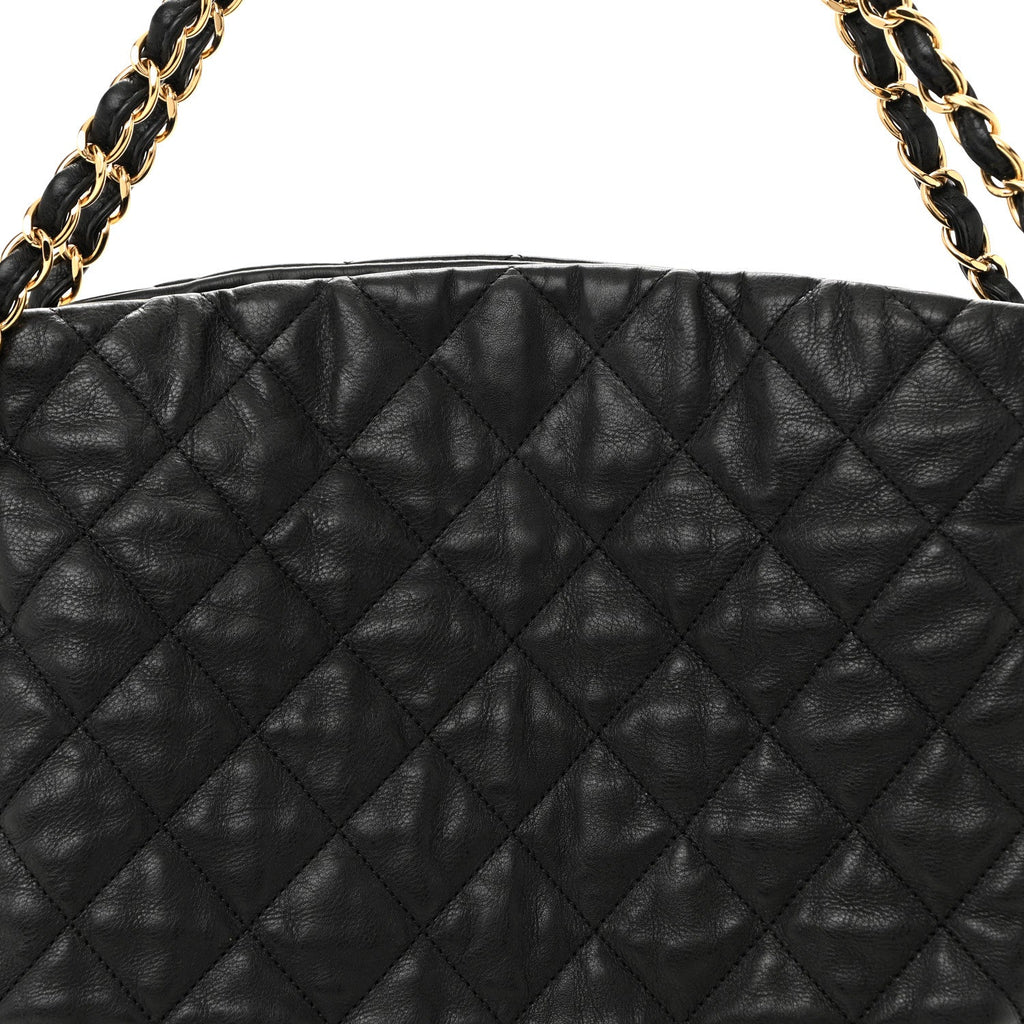 Chanel Calfskin Quilted Large Chain Me Hobo Black