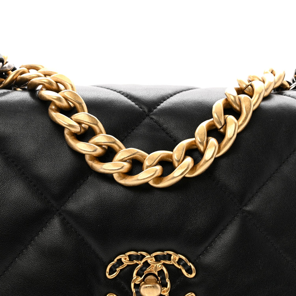 Chanel Lambskin Quilted Large Chanel 19 Flap Black