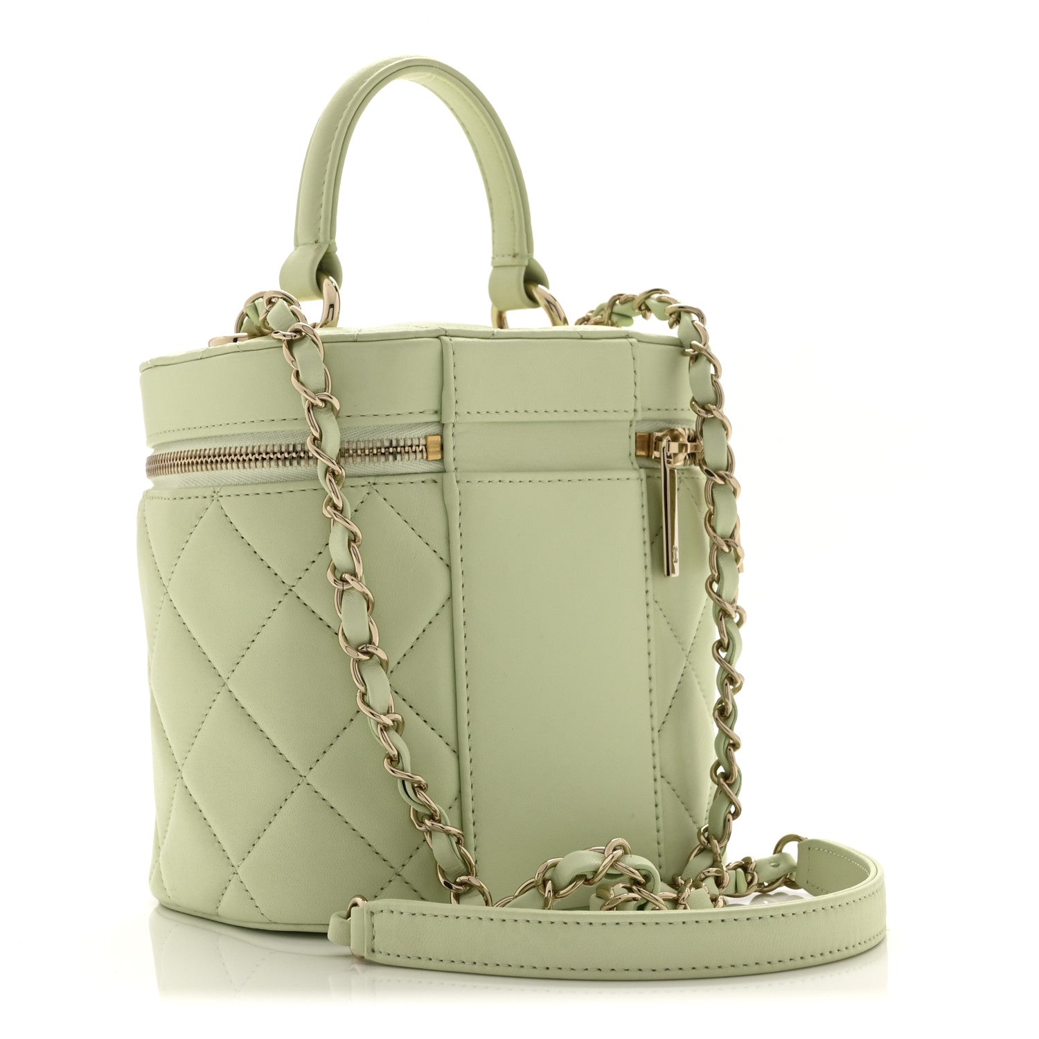 Chanel Lambskin Quilted Trendy Vanity Case Sea Green
