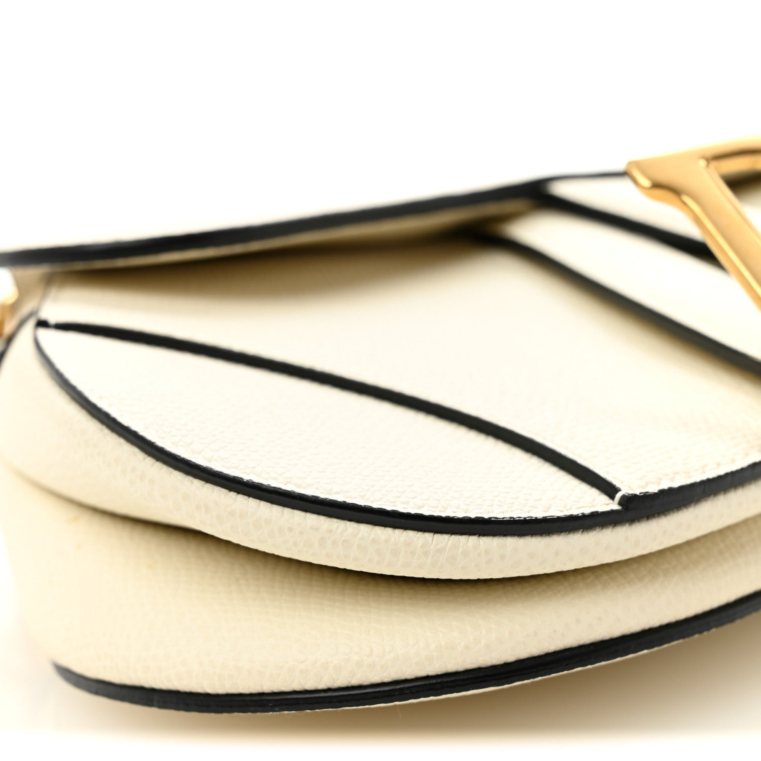 Christian Dior Grained Calfskin Mini Saddle Bag White