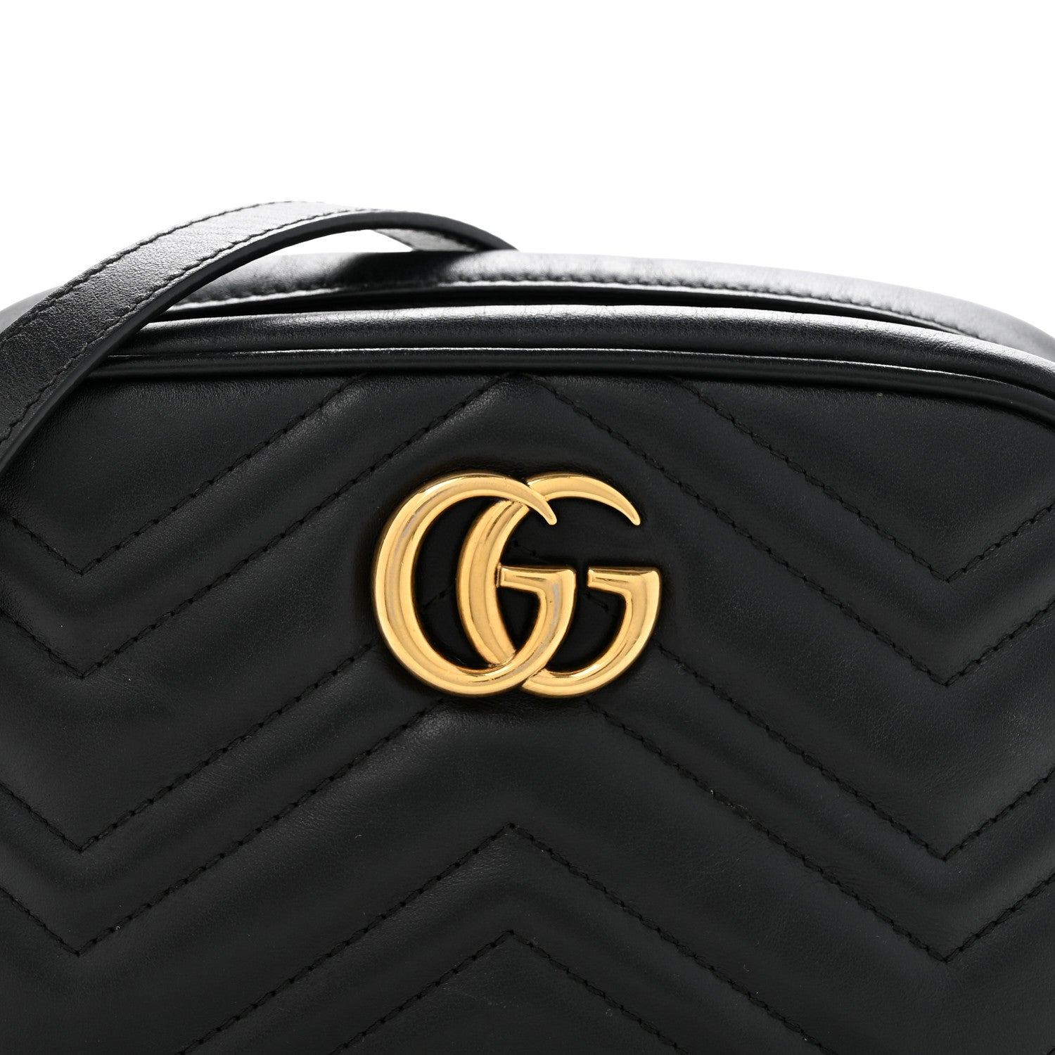 Gucci Calfskin Matelasse Mini GG Marmont Chain Shoulder Bag Black