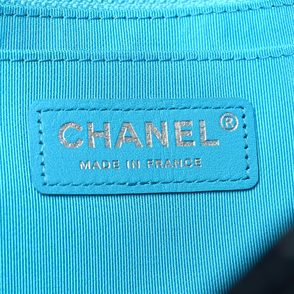 Chanel Silk Chain Printed Medium Single Flap Blue
