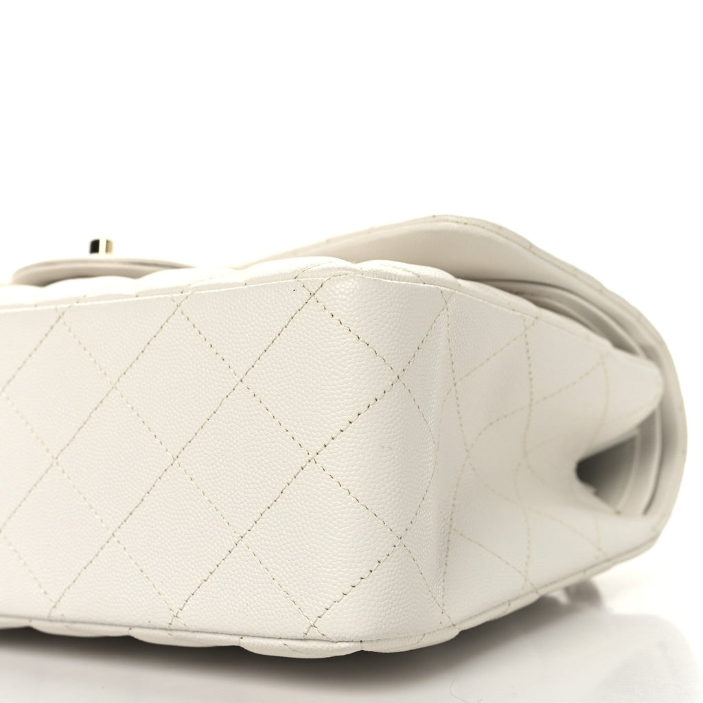 Chanel Caviar Quilted Jumbo Double Flap White