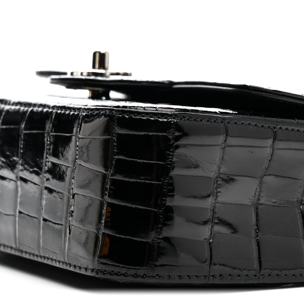 Chanel Shiny Alligator Mini Rectangular Flap Black