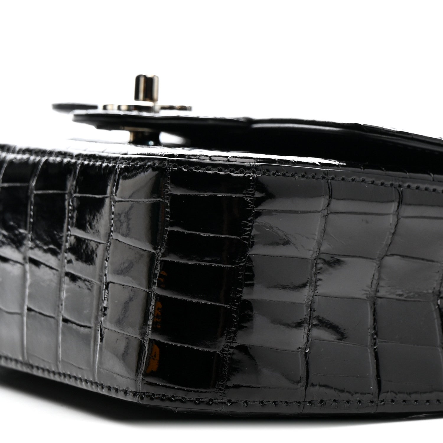 Chanel Shiny Alligator Mini Rectangular Flap Black