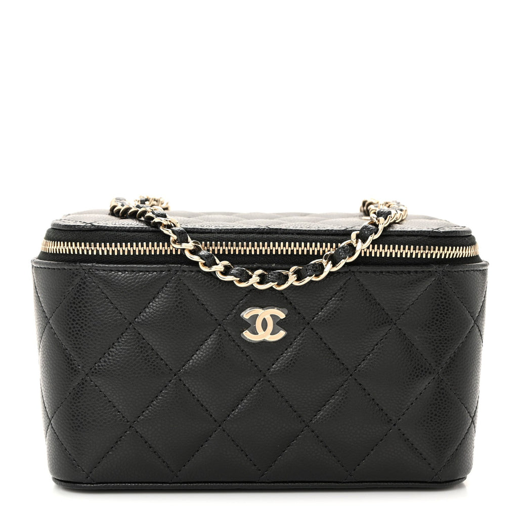Chanel Caviar Quilted Small Vanity Case With Chain Black