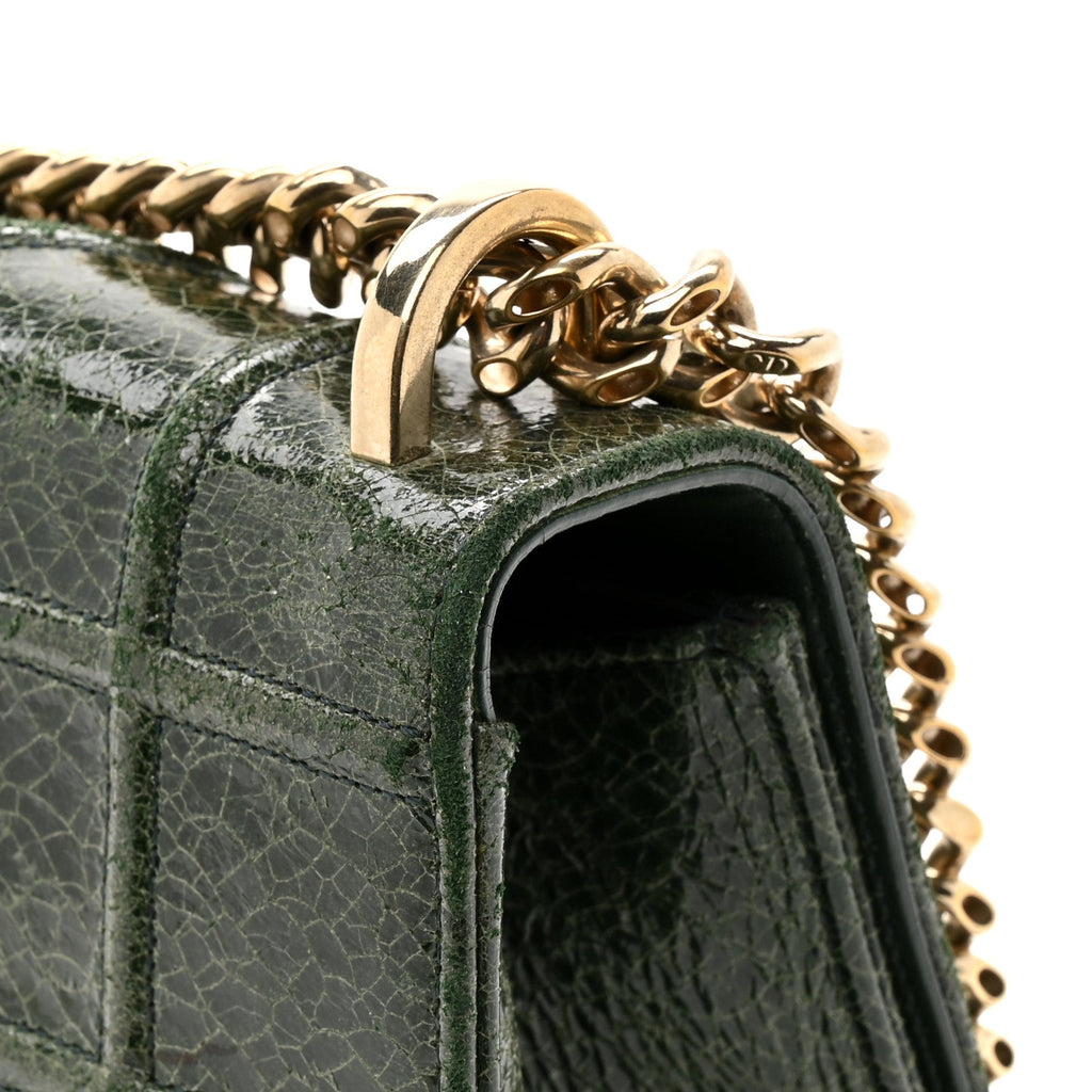 Christian Dior Ceramic Effect Deerskin Large Diorama Flap Bag Malachite Green