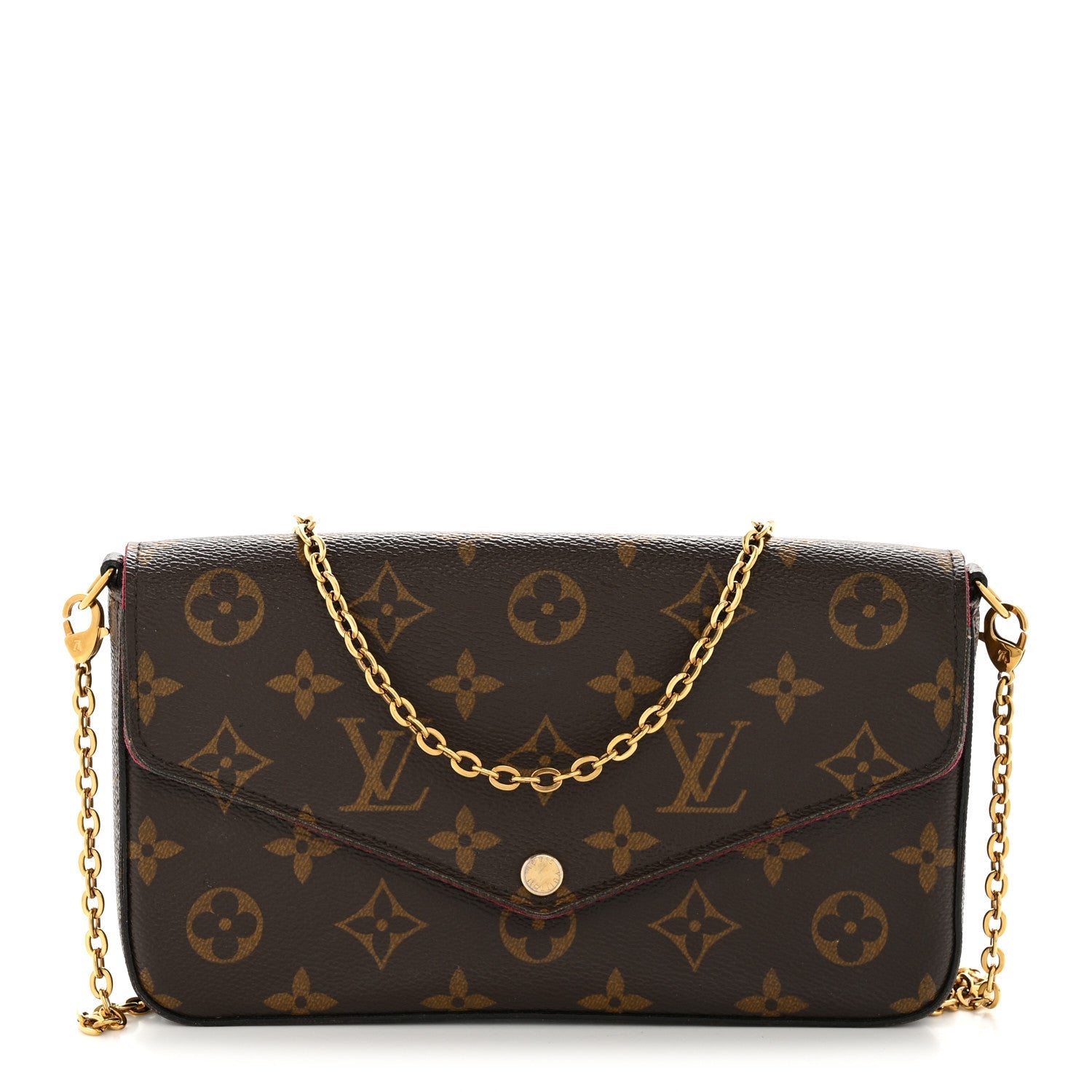 Louis Vuitton Monogram Pochette Felicie Chain Wallet Fuchsia