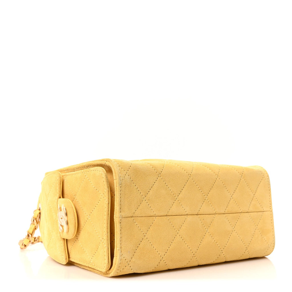 Chanel Suede Quilted Mini Chanel 25 Handbag Yellow
