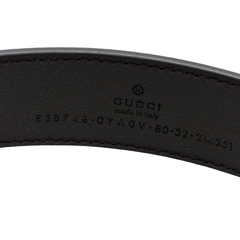 Gucci Plutone Calfskin Plaque GG 30mm Belt 80 32 Cocoa