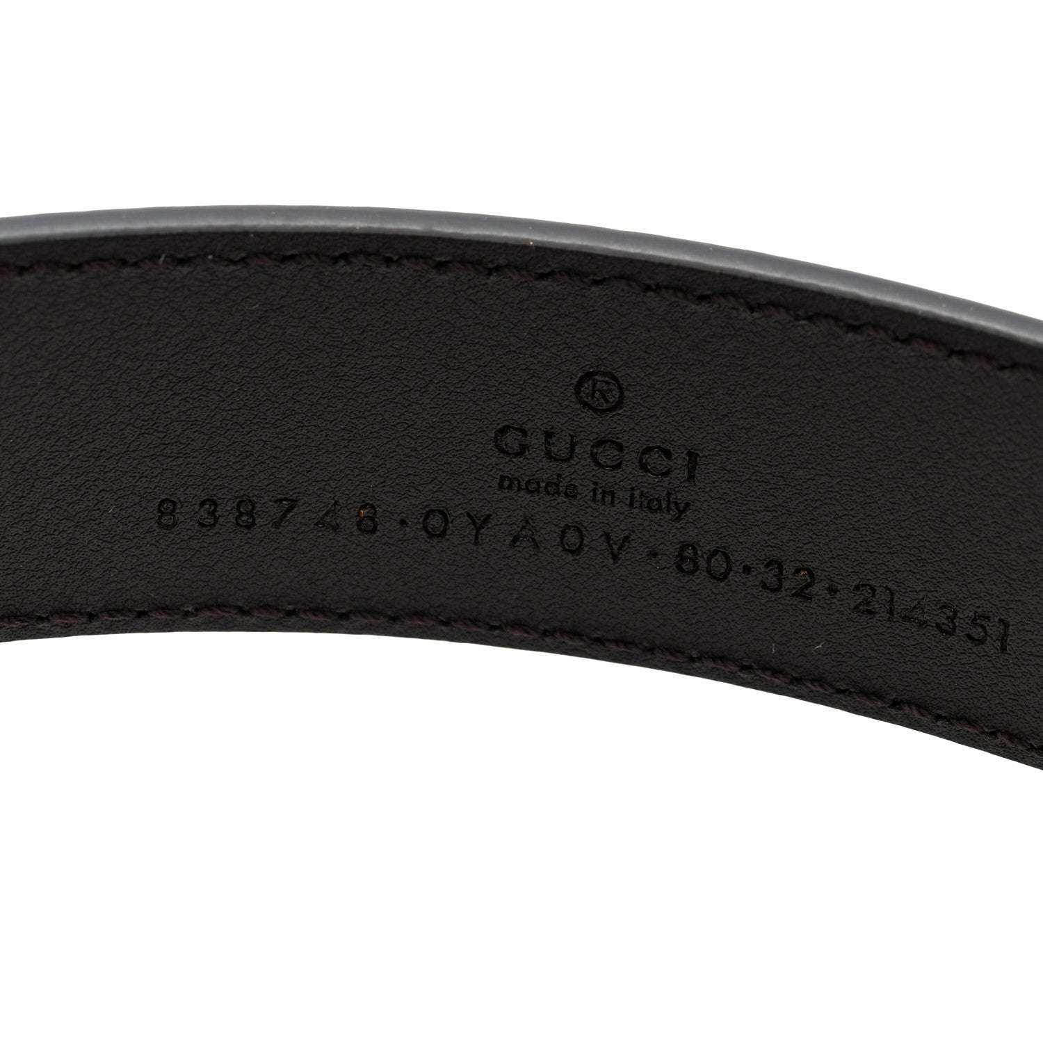 Gucci Plutone Calfskin Plaque GG 30mm Belt 80 32 Cocoa