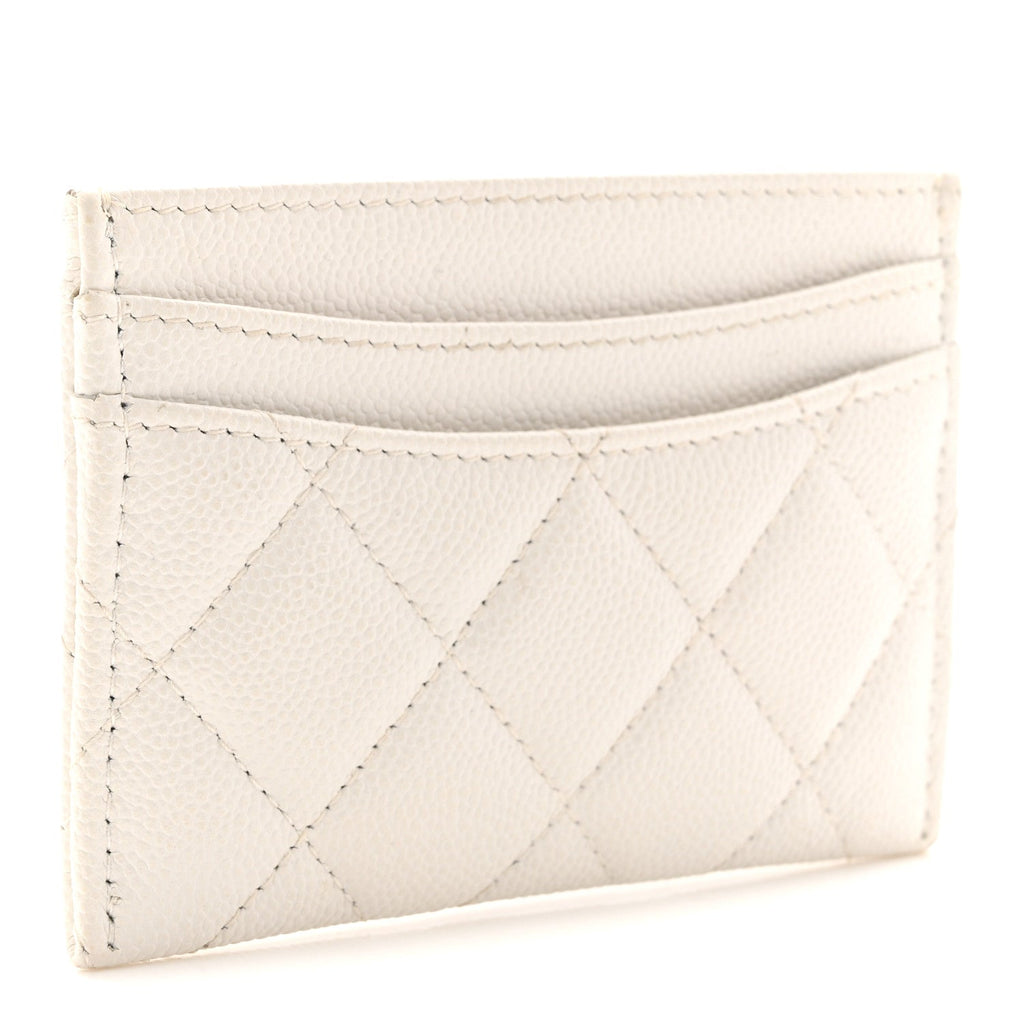 Caviar Quilted Card Holder White