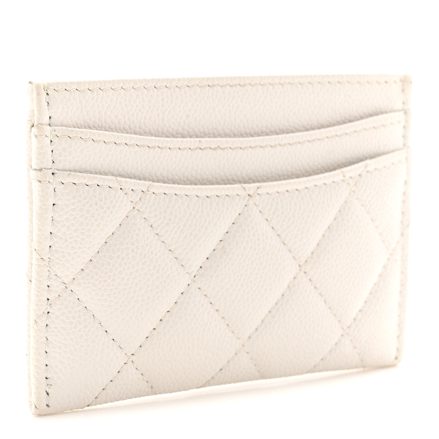 Caviar Quilted Card Holder White