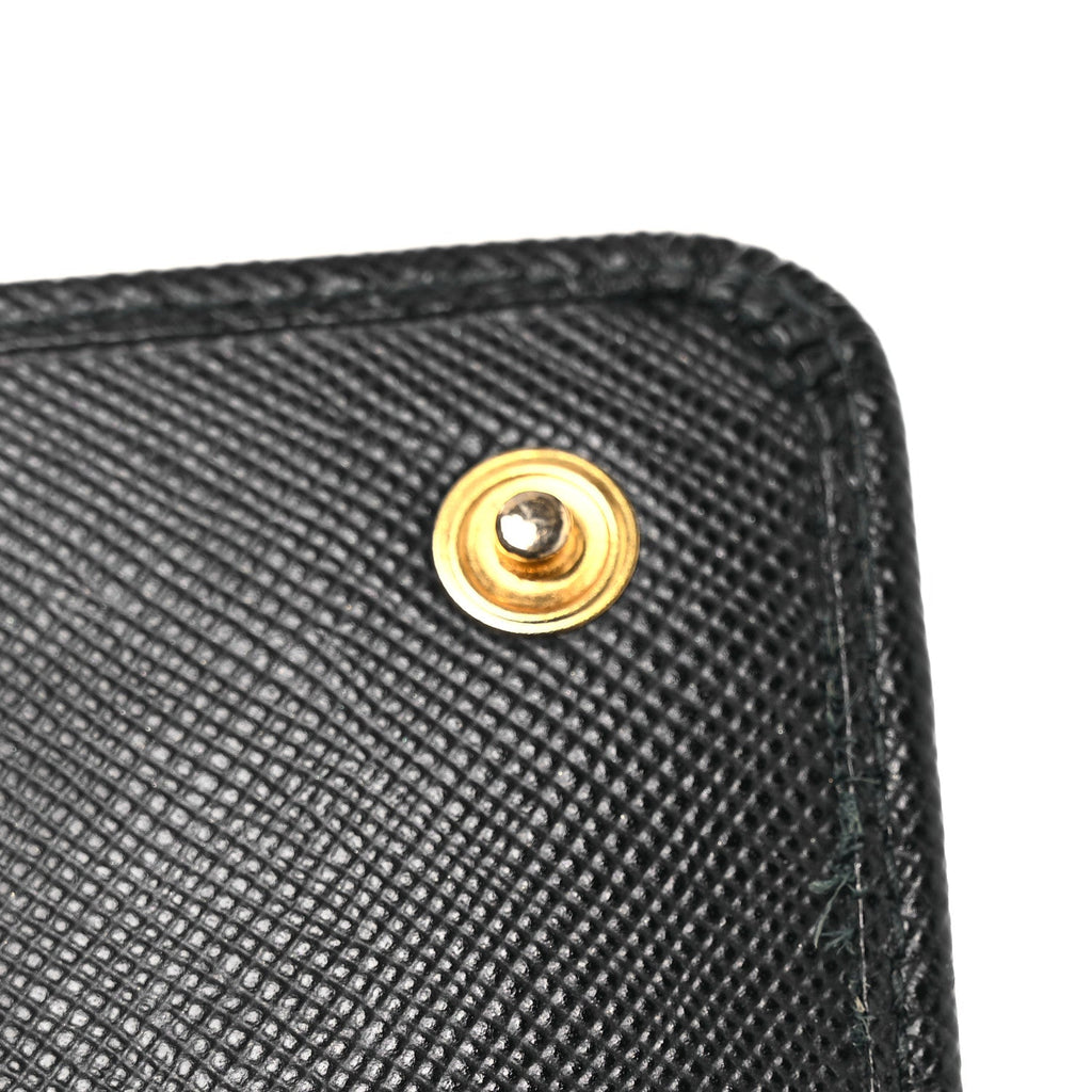 Prada Saffiano Metal Large Chain Wallet Black