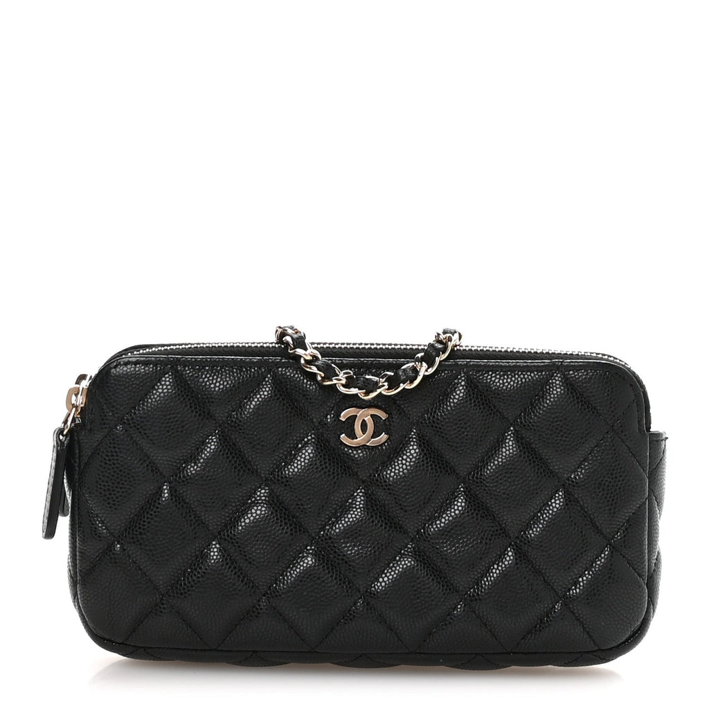 Chanel Caviar Quilted Small Clutch With Chain Black
