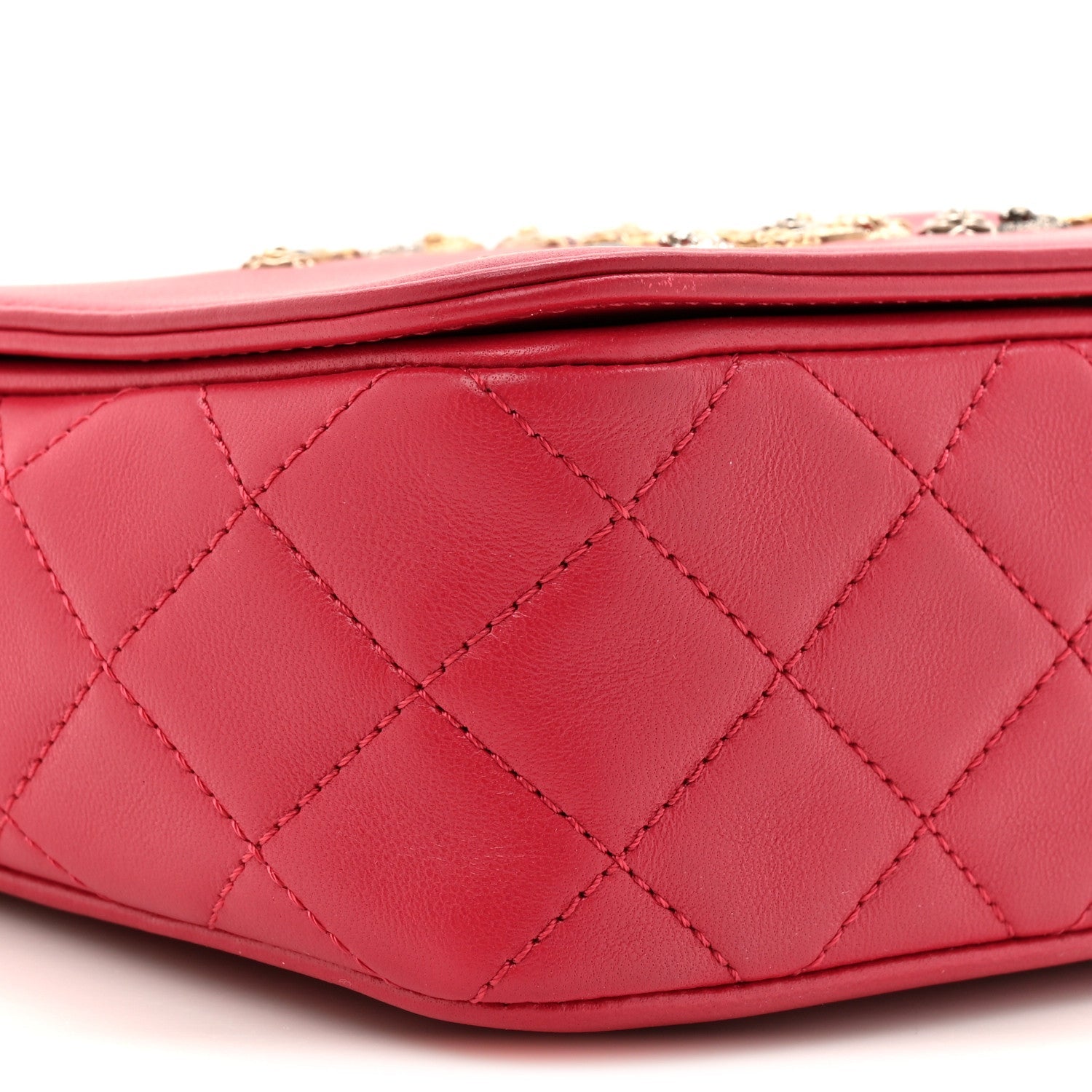 Chanel Lambskin Quilted Lucky Charms CC Crossbody Messenger Flap Red