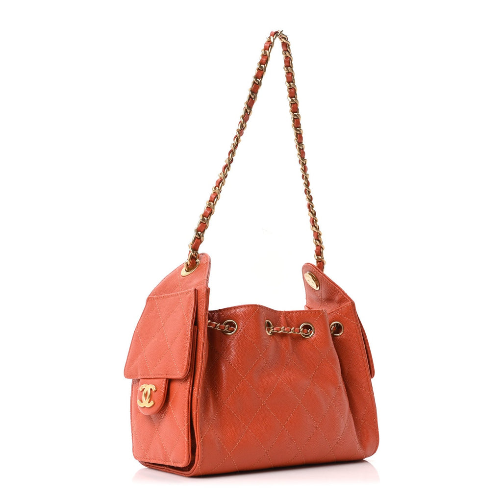 Chanel Caviar Quilted Mini Chanel 25 Handbag Dark Orange