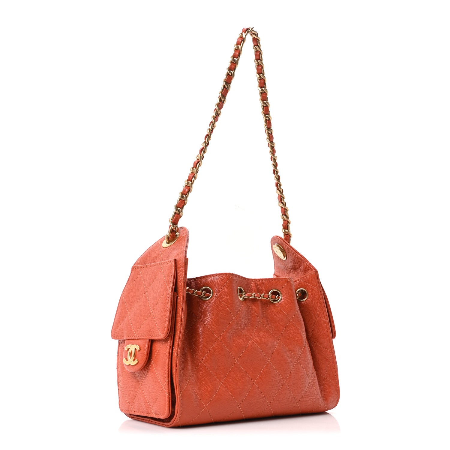 Chanel Caviar Quilted Mini Chanel 25 Handbag Dark Orange