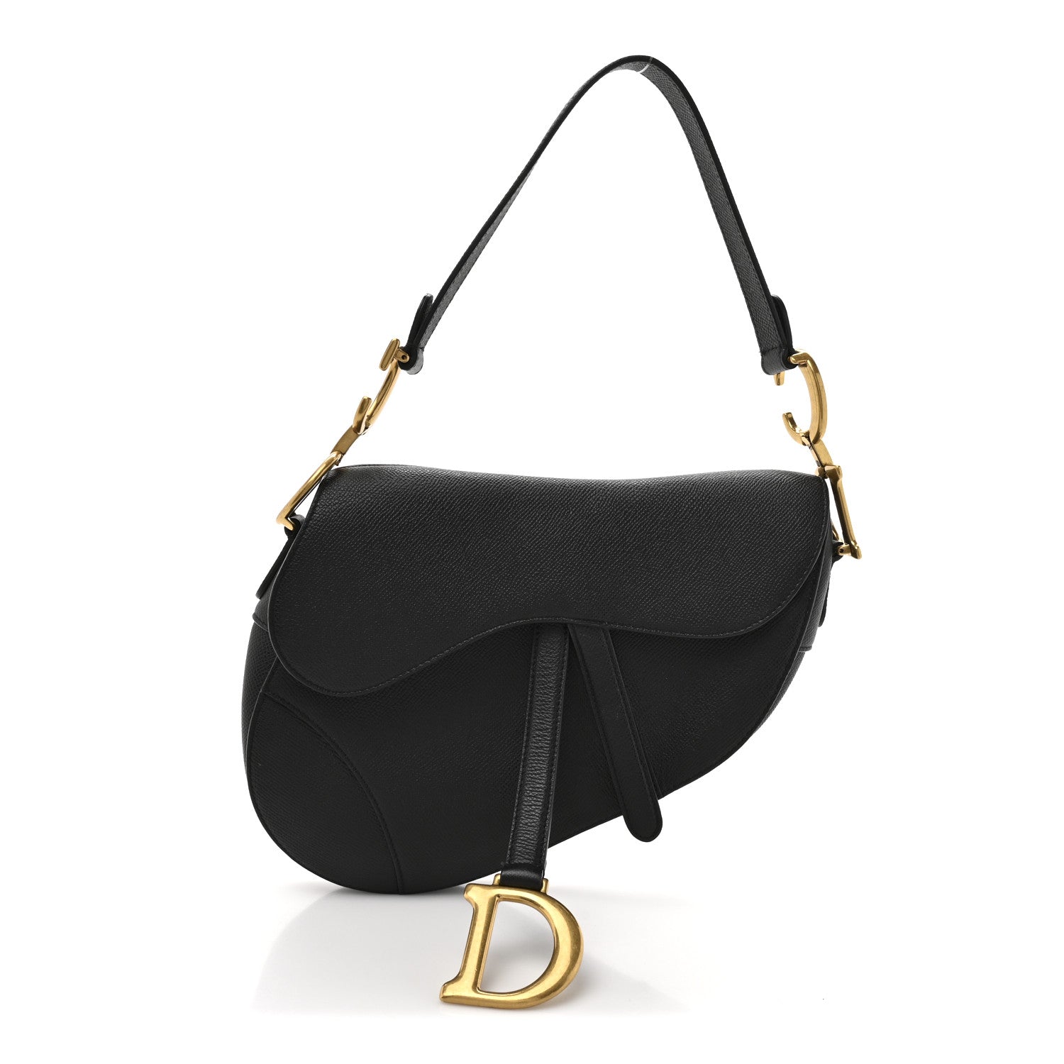 Christian Dior Grained Calfskin Saddle Bag Black