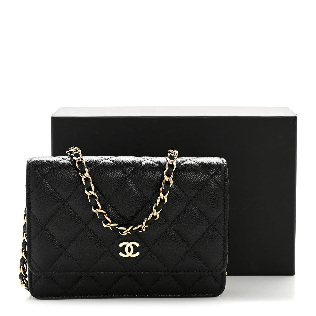 Chanel Caviar Quilted Mini Wallet On Chain WOC Black