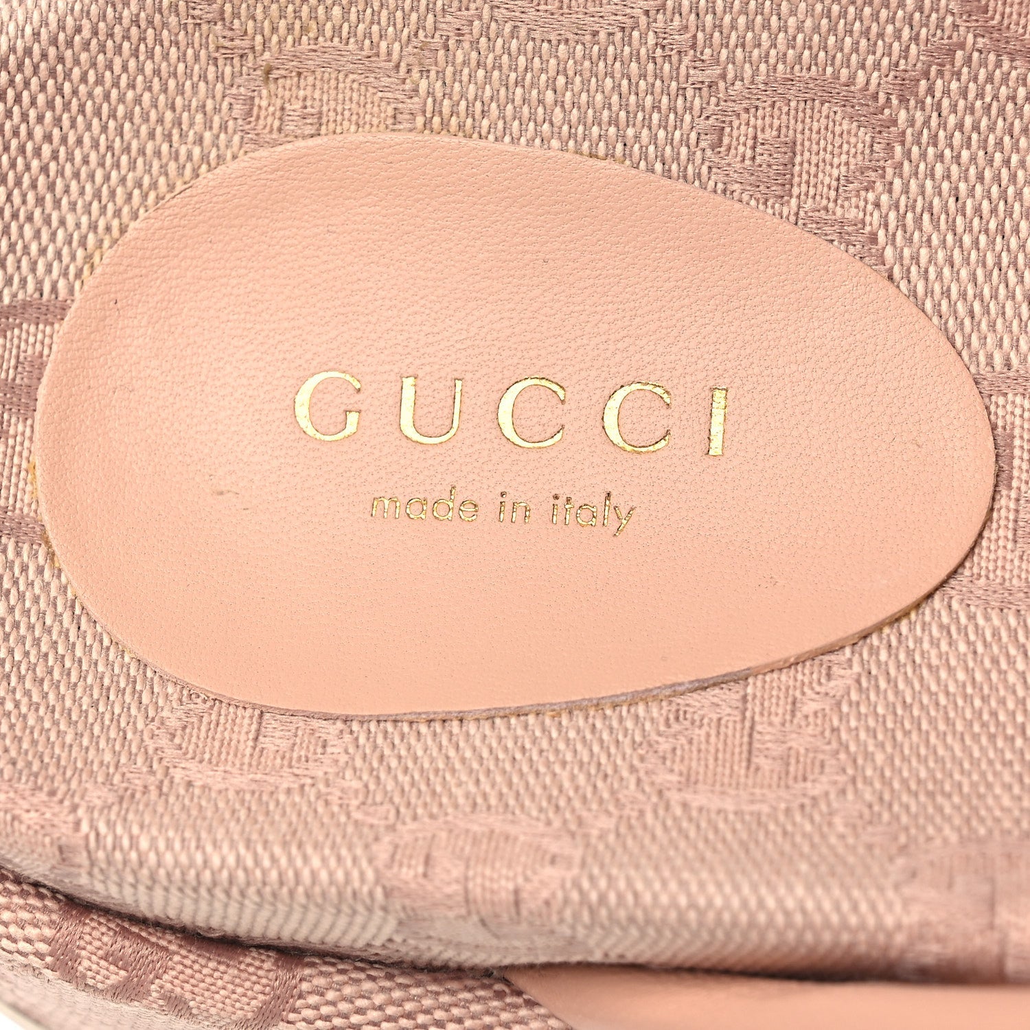 Gucci Monogram GG Calfskin Angelina Platform 55mm Slide Sandals 36.5 Light Pink