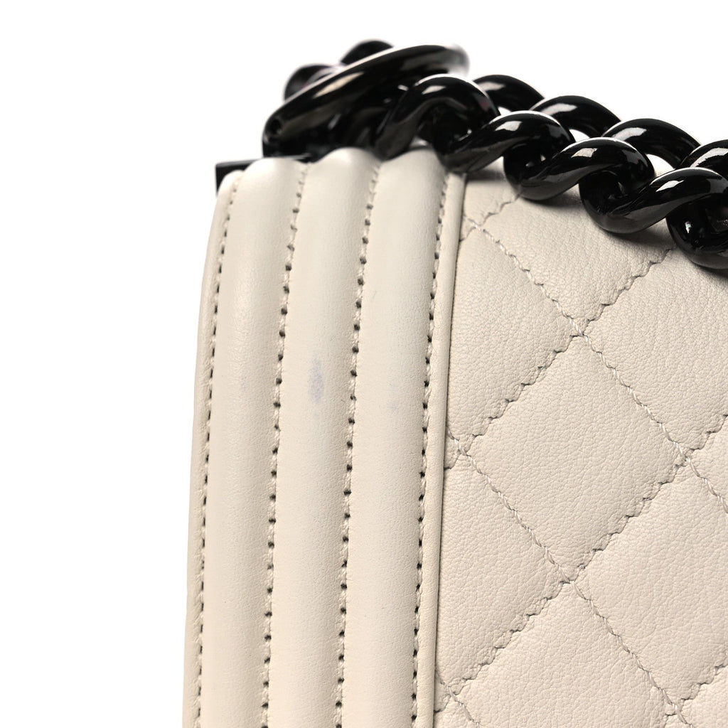 Chanel Calfskin Quilted Medium Boy Flap White