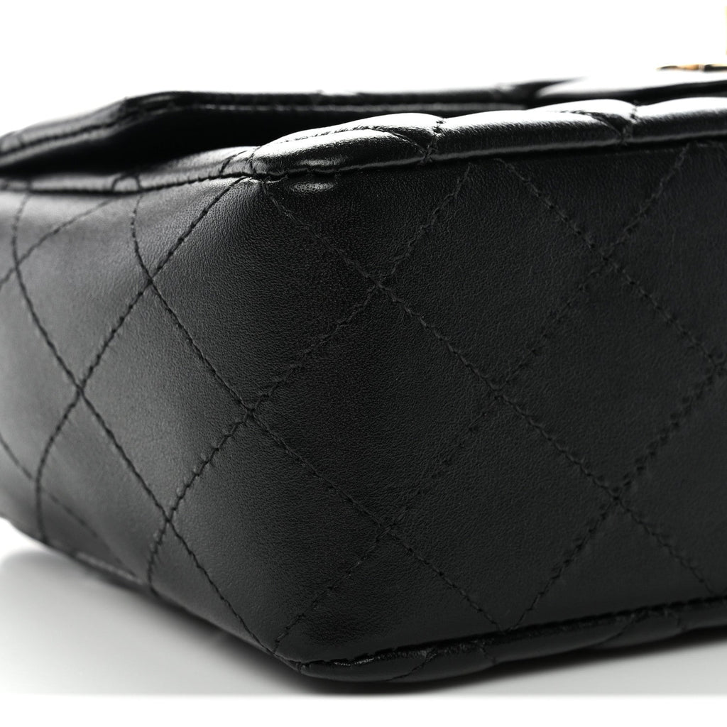 Chanel Lambskin Quilted Mini Rectangular Flap Black