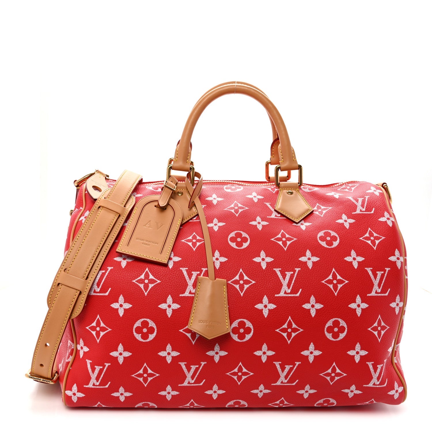 Louis Vuitton Calfskin Monogram Speedy P9 Bandouliere 40 Red