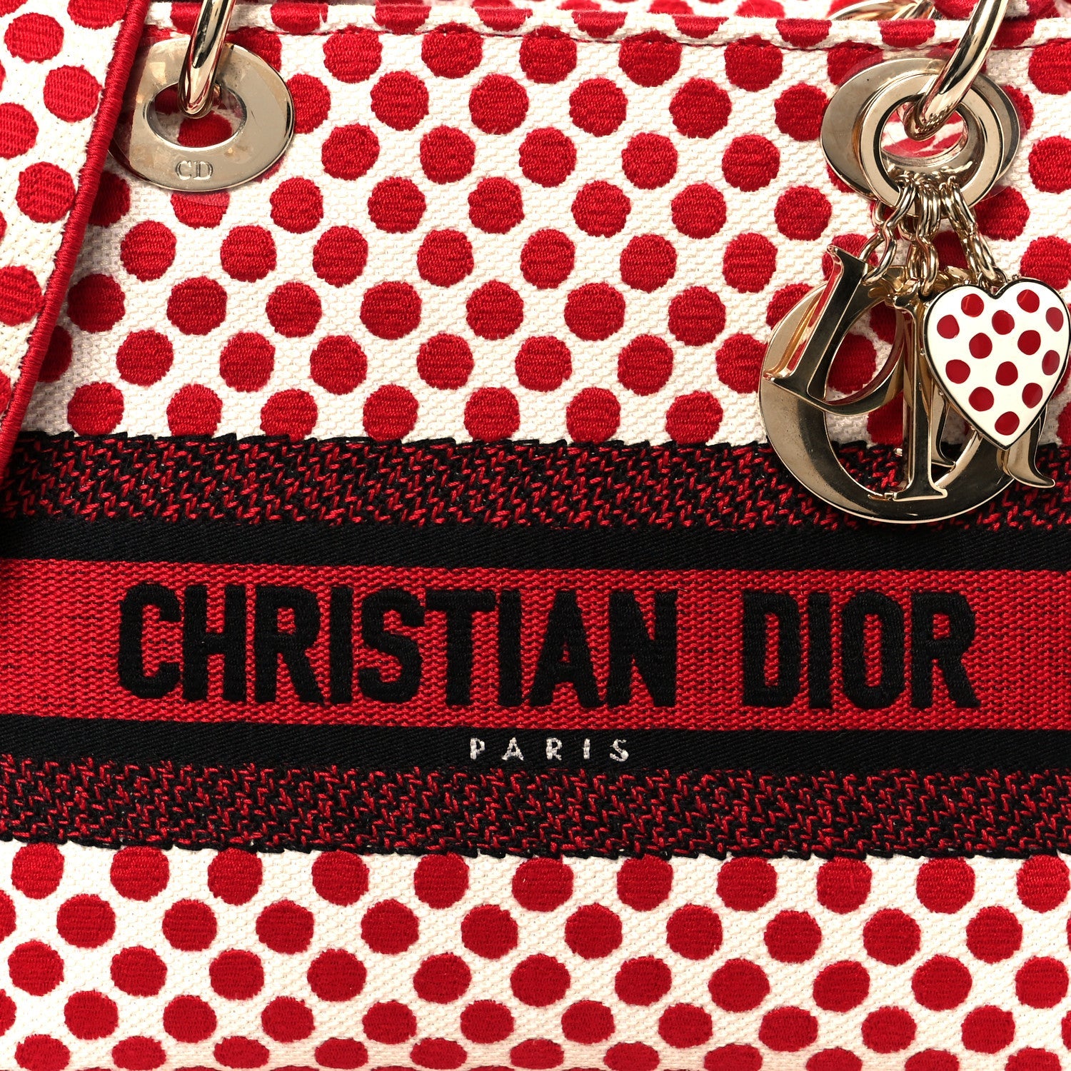 Christian Dior Canvas Medium DiorAmour Dots Lady D-Lite Red