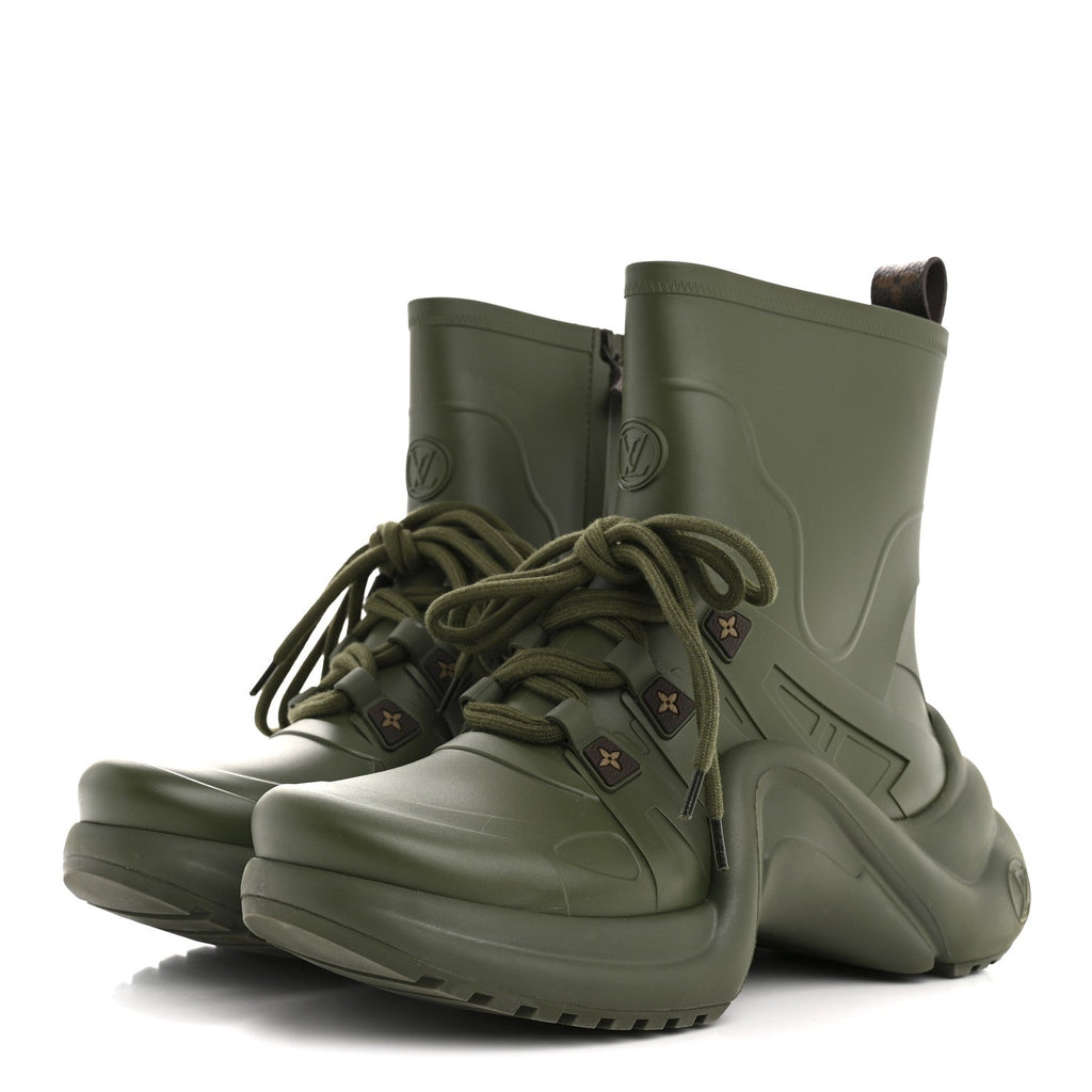 Louis Vuitton Mat Rubber Monogram LV Archlight Sneaker Boots 38 Kaki