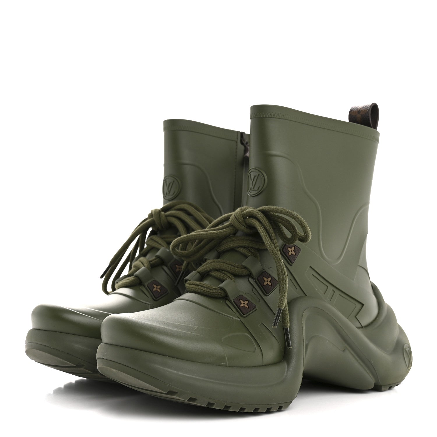 Louis Vuitton Mat Rubber Monogram LV Archlight Sneaker Boots 38 Kaki