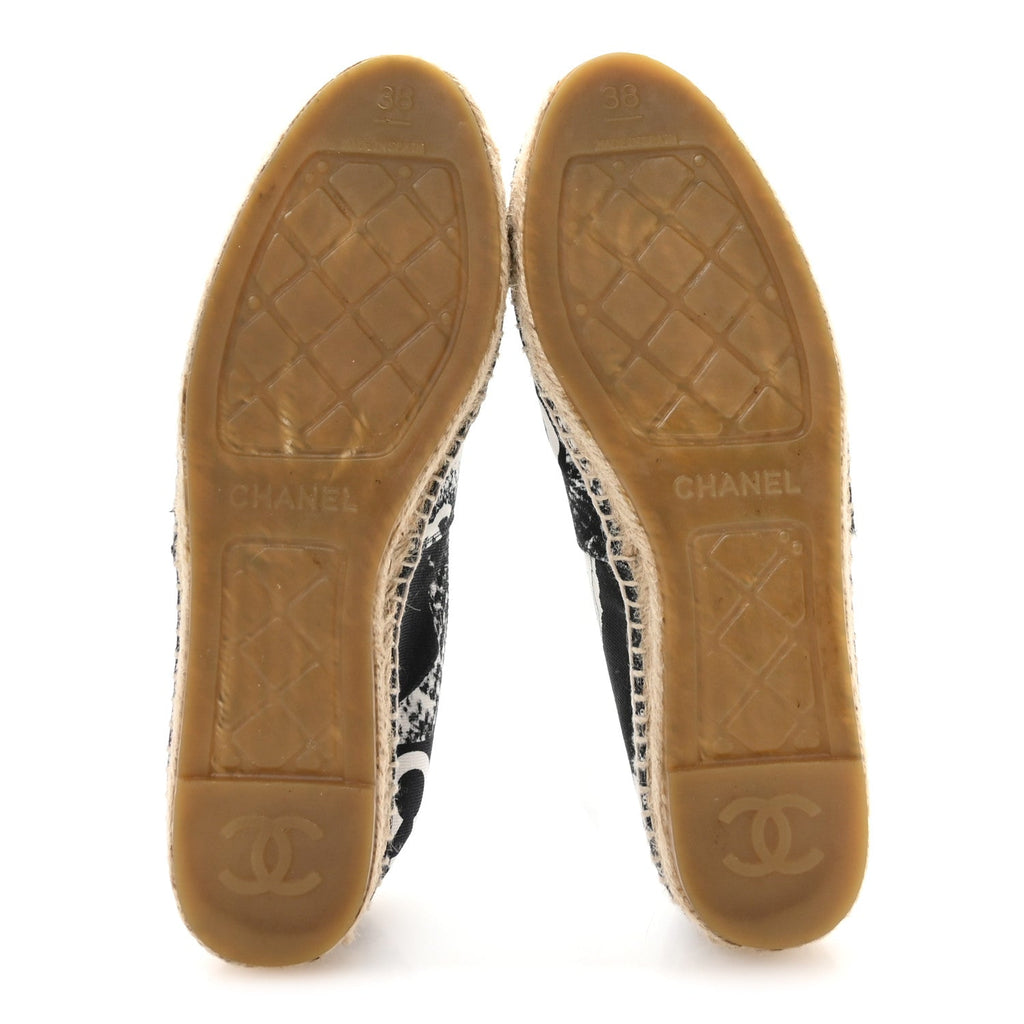 Printed Canvas Grosgrain 31 Rue Cambon Espadrilles 38 Black White