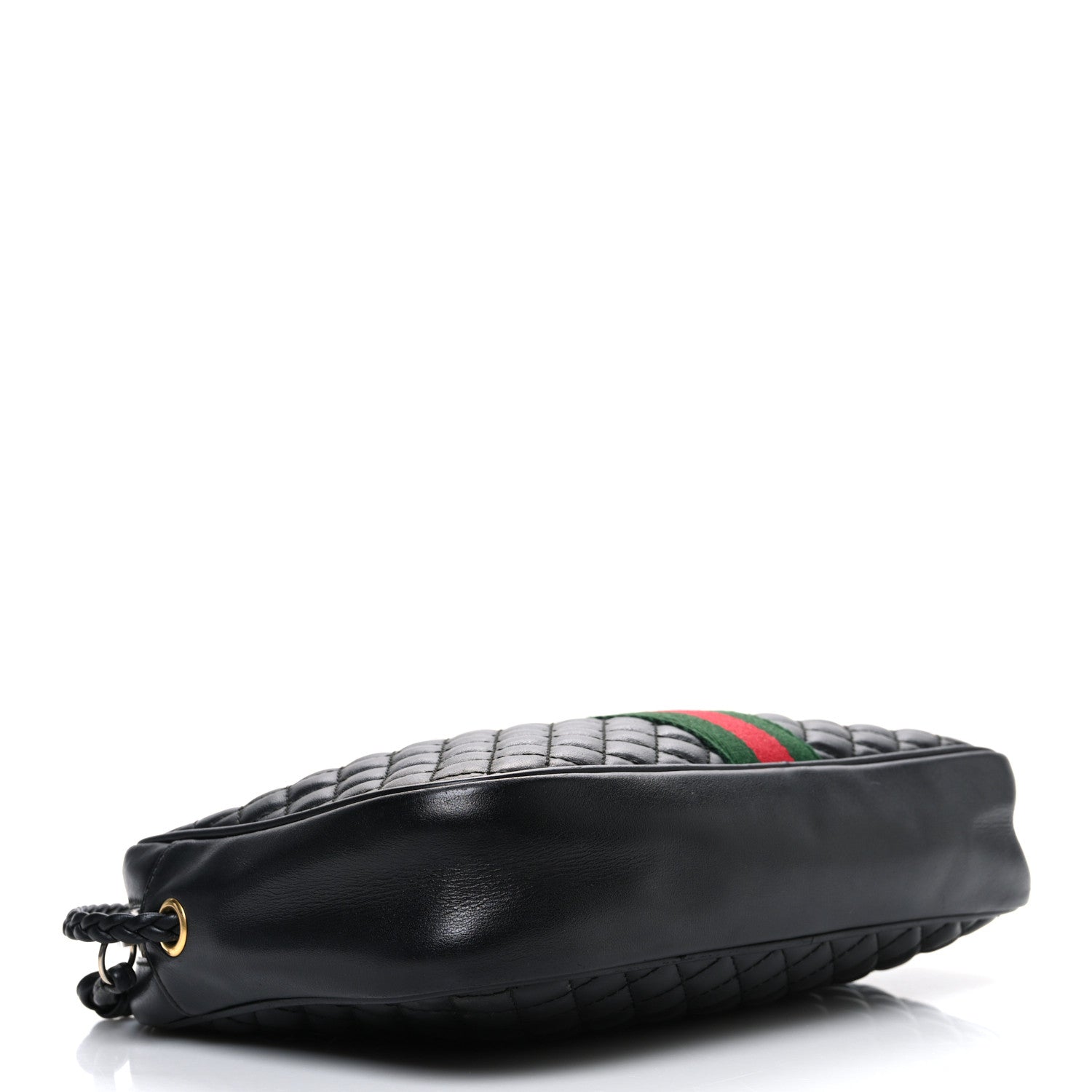 Gucci Calfskin Web Trapuntata Small GG Shoulder Bag Black