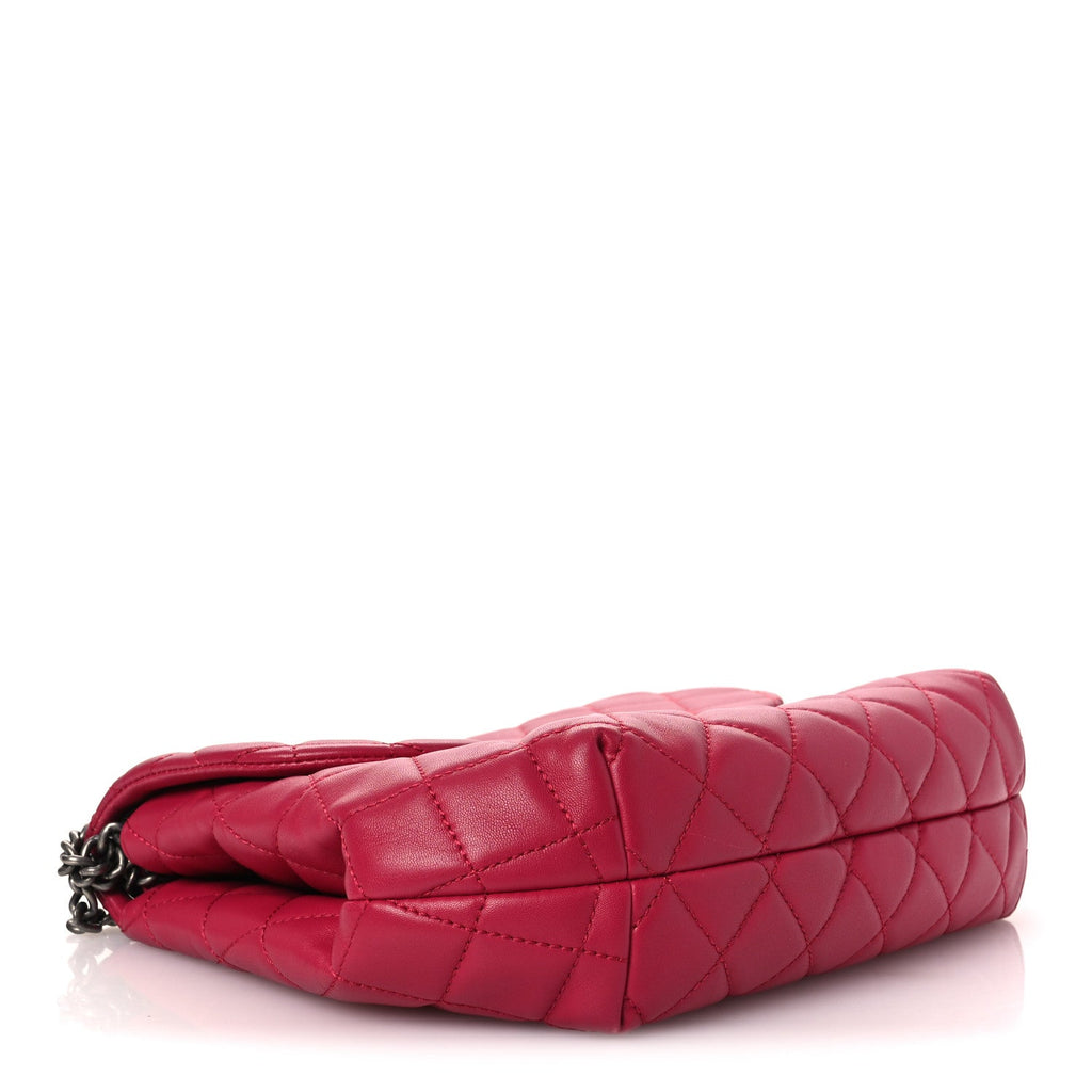 Chanel Lambskin Quilted Large Daily Supple Flap Dark Pink