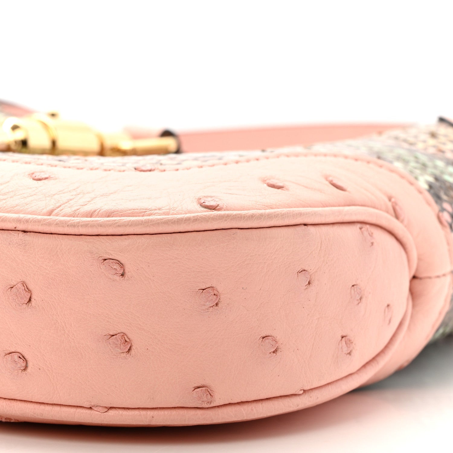 Gucci Snakeskin Ostrich Calfskin Small Jackie 1961 Hobo Pink Multicolor