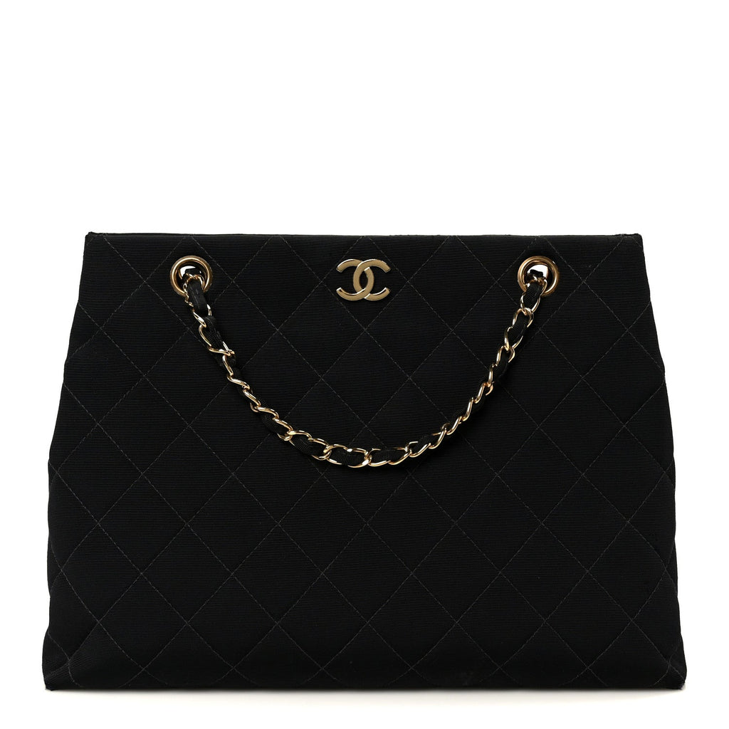 Chanel Grosgrain Quilted Shopper Tote Black