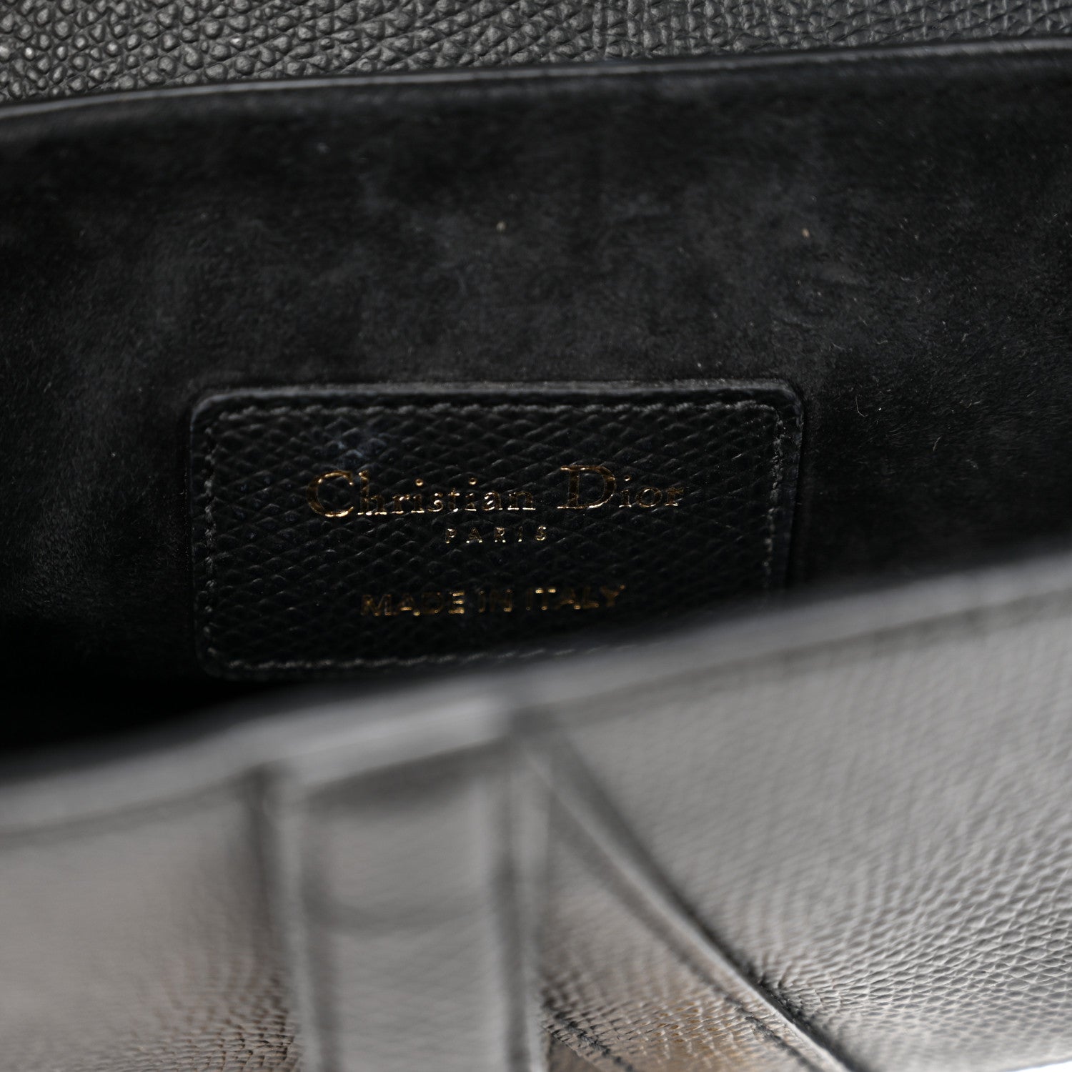 Christian Dior Grained Calfskin Mini Saddle Bag Black