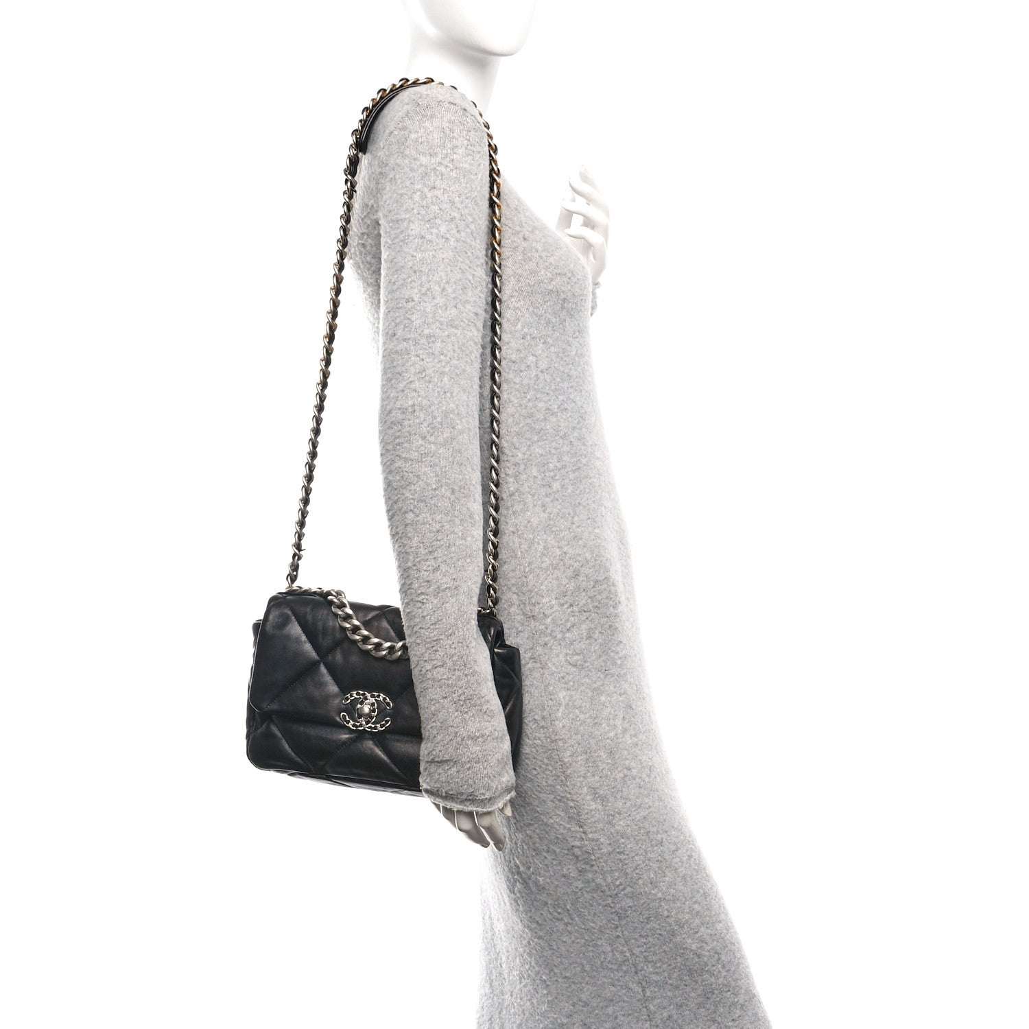 Chanel Lambskin Quilted Medium Chanel 19 Flap Black