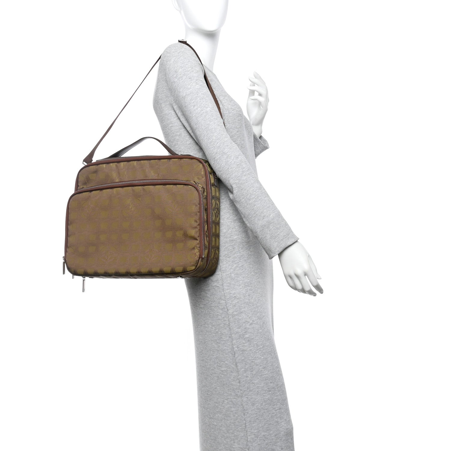 Chanel Nylon Travel Laptop Briefcase Khaki