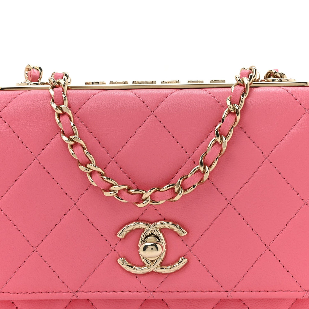Chanel Lambskin Quilted Mini Trendy CC Wallet On Chain WOC Pink