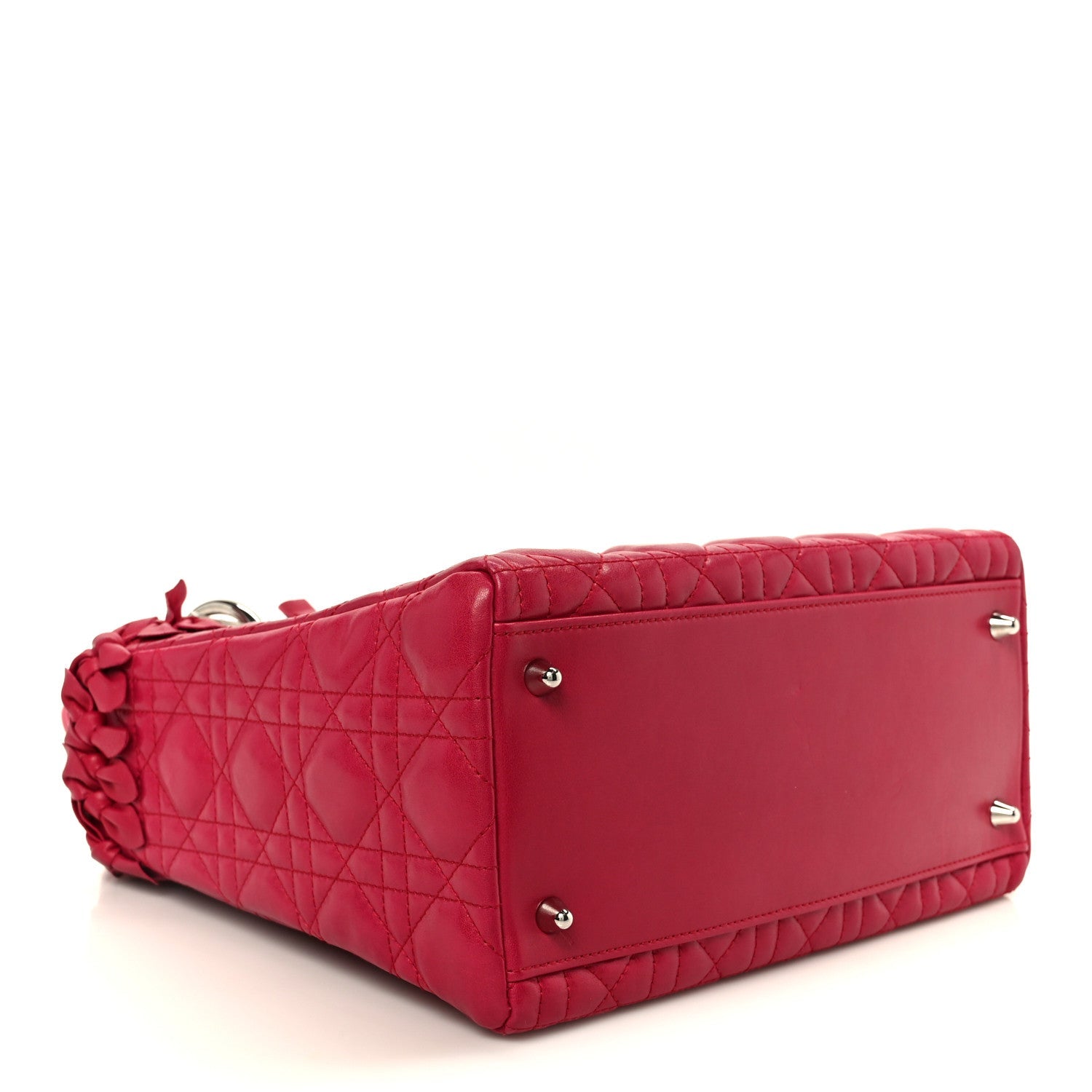 Christian Dior Lambskin Cannage Bow Medium Lady Dior Fuchsia