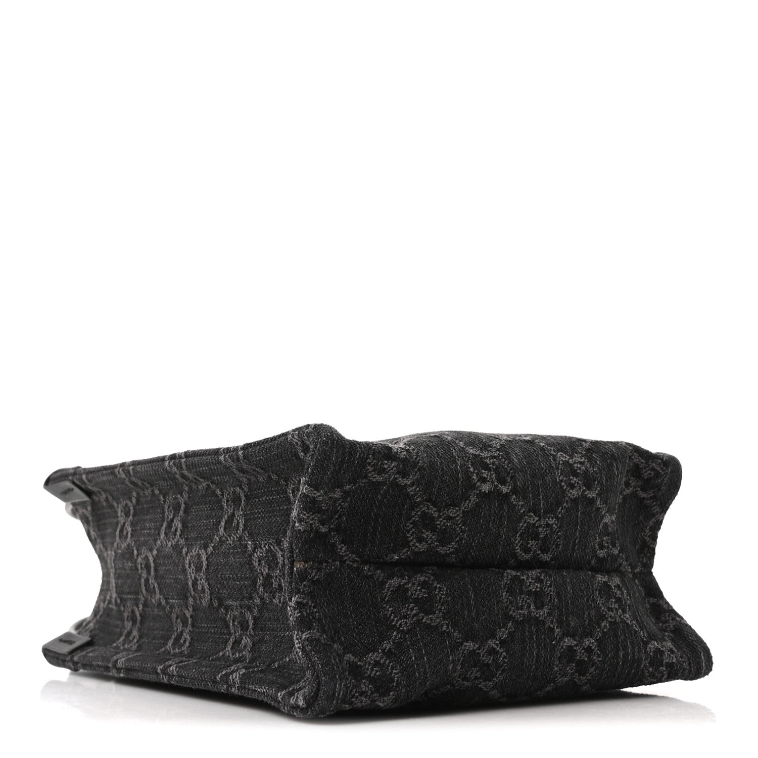 Gucci Denim GG Monogram Calfskin Mini Ophidia Tote Bag Black