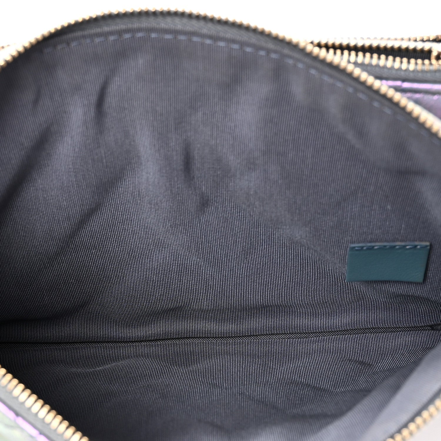 Iridescent Crumpled Calfskin Trio Cosmetic Case Purple