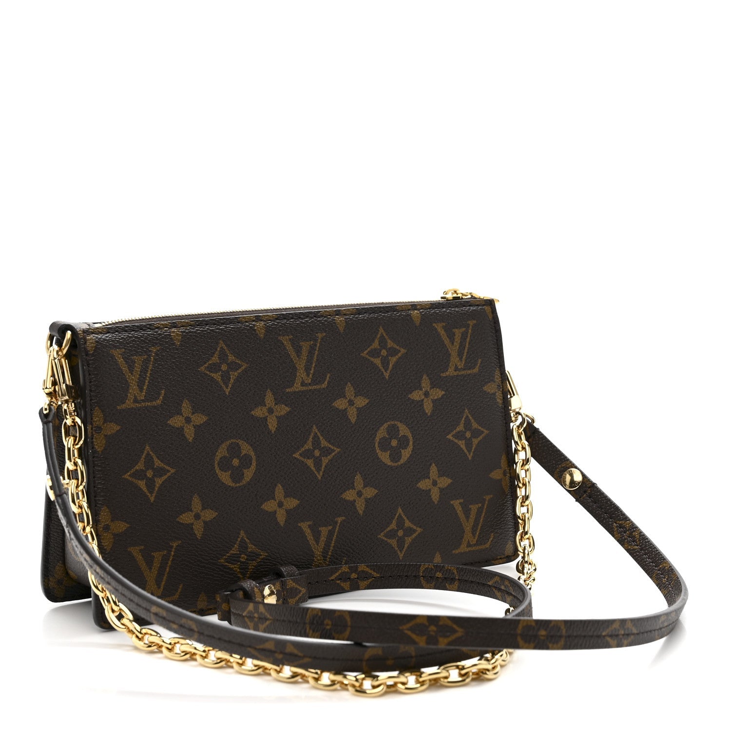Louis Vuitton Monogram Calfskin Embossed Lexington Pouch Blue Green