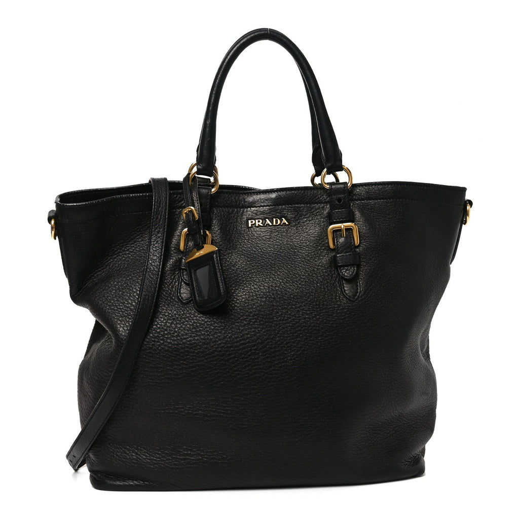 Prada Vitello Daino Tote Black