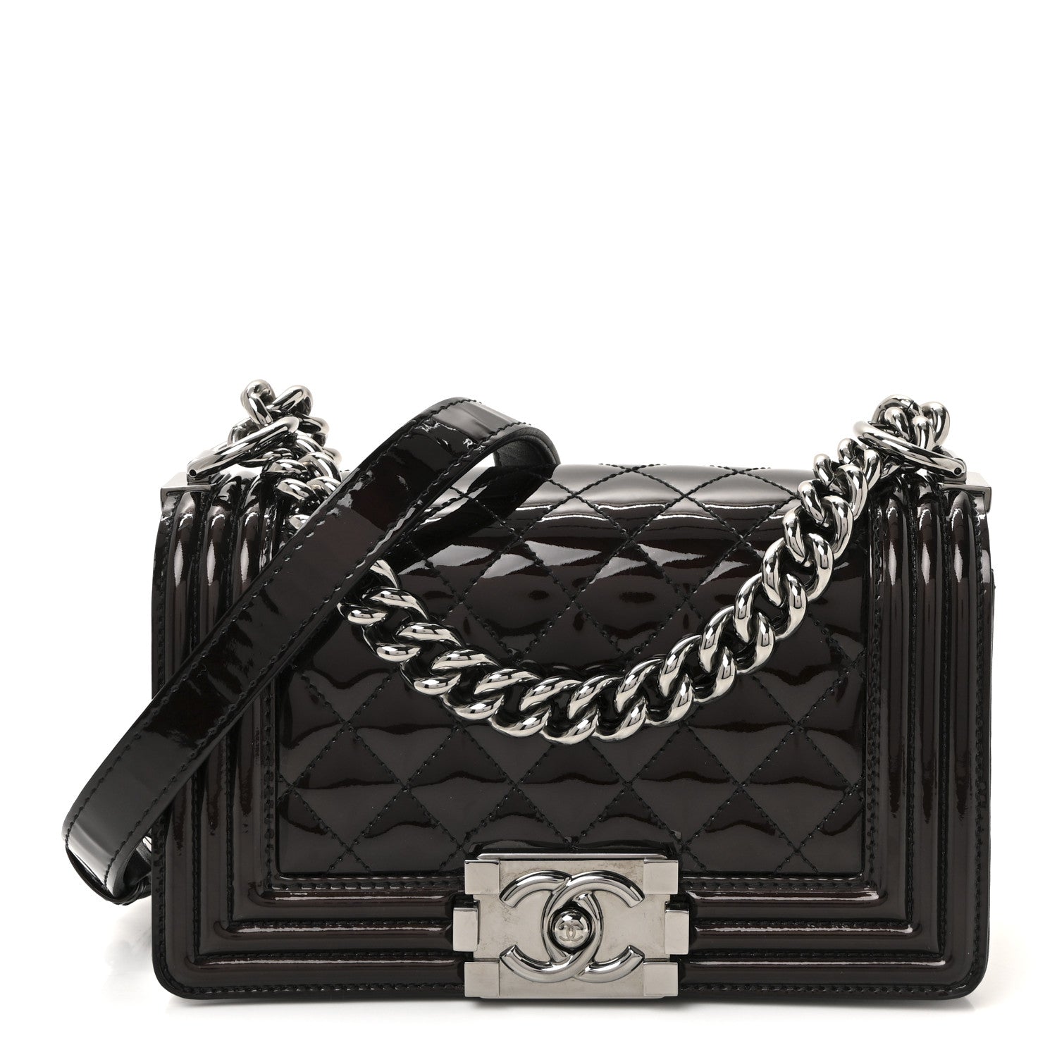 Chanel Patent Calfskin Quilted Small Boy Flap Black