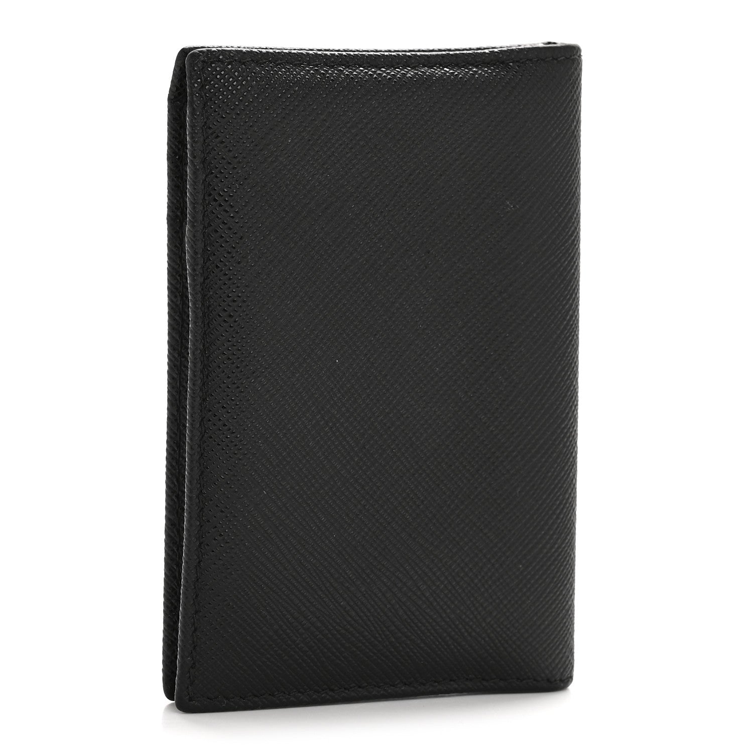 Prada Saffiano Triangle Card Holder Black