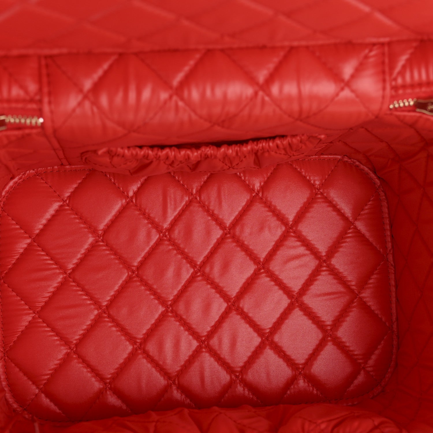 Patent Calfskin Quilted Large Vanity Pouch Red